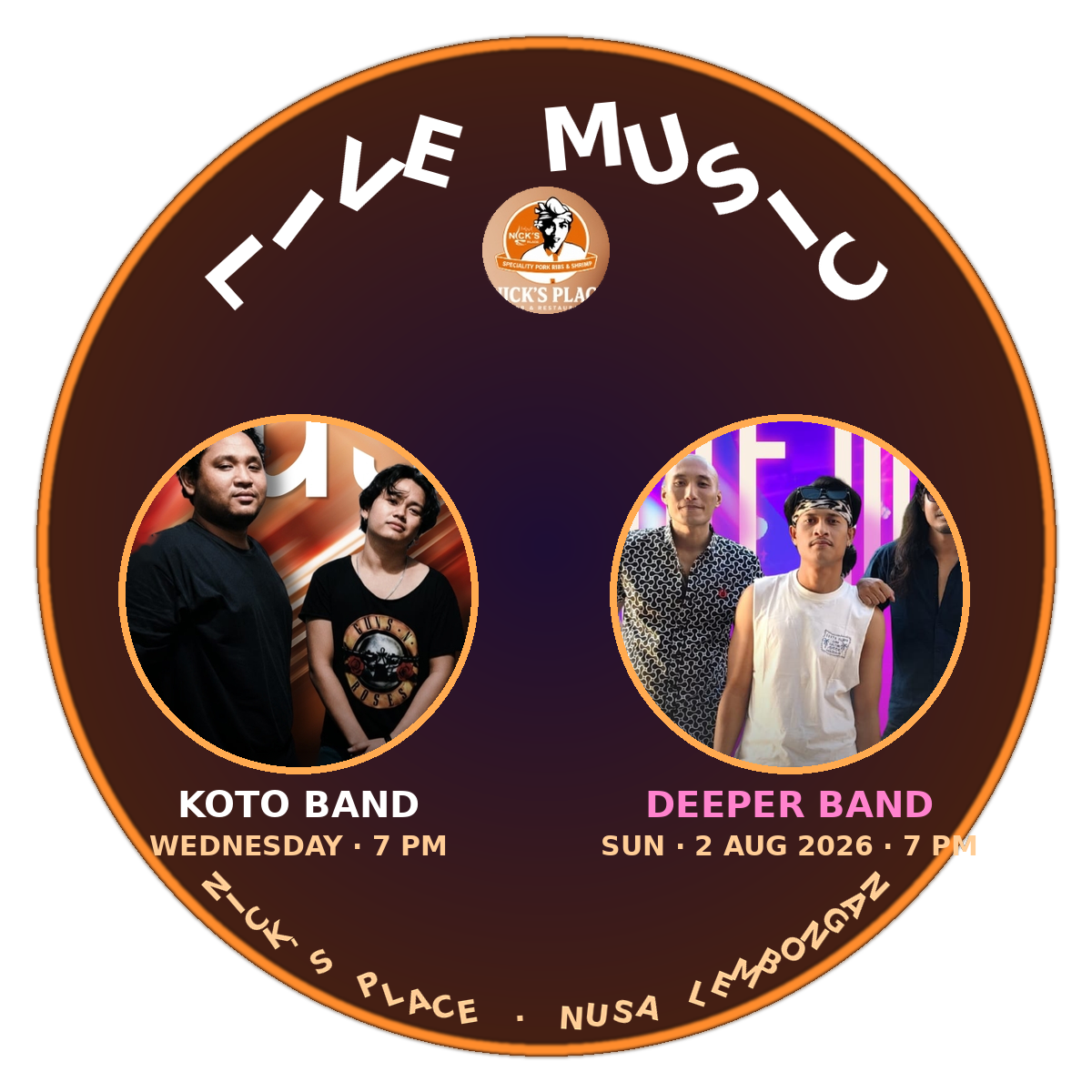 dining with live music in lembongan and uluwatu